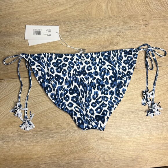 NWT Calme By Johnny Was Blue Tiger String Bikini Swim Bottom Leopard Large - Picture 7 of 10